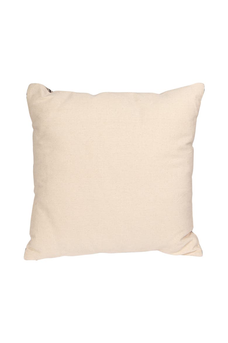 Cotton Blend Velvet Printed Pillow with Floral Pattern, Cream and Blue, Alternate, color, Cream