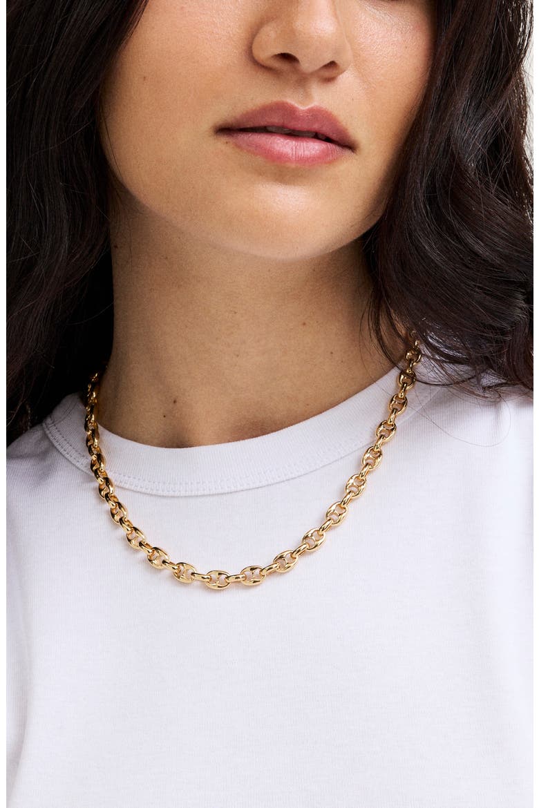 Puffy Mariner Link Necklace, Alternate, color, WARM GOLD