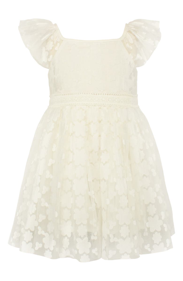 Popatu Kids' Floral Overlay Flutter Sleeve Dress, Main, color, 