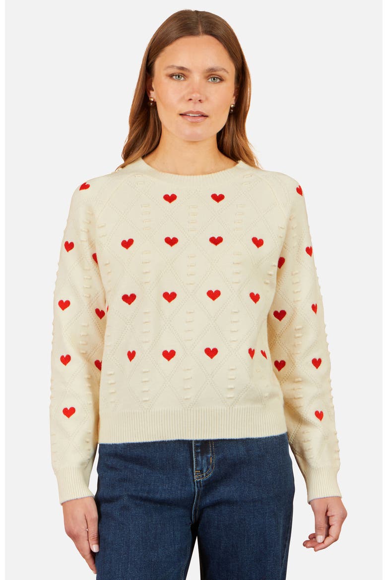 Embroidered Heart Jumper, Main, color, Ivory