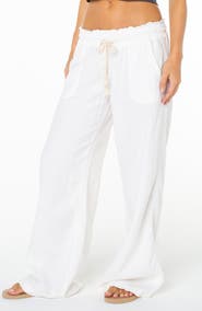 Roxy Oceanside Wide Leg Linen Blend Drawstring Pants