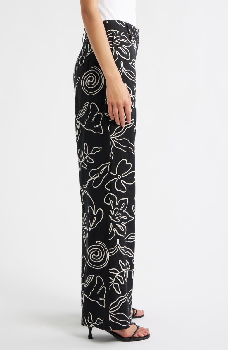 MANGO Liza Print Wide Leg Pants, Alternate, color, Black