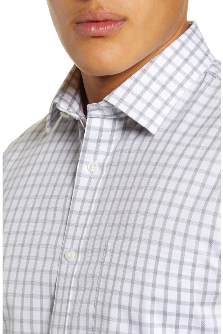 Men's Shop Smartcare Trim Fit Plaid Dress Shirt, Alternate, color, GREY SLEET