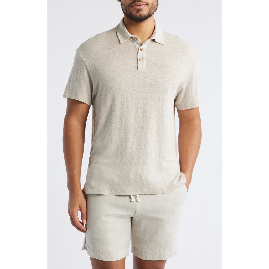 Alex Crane Linen Polo In Bone