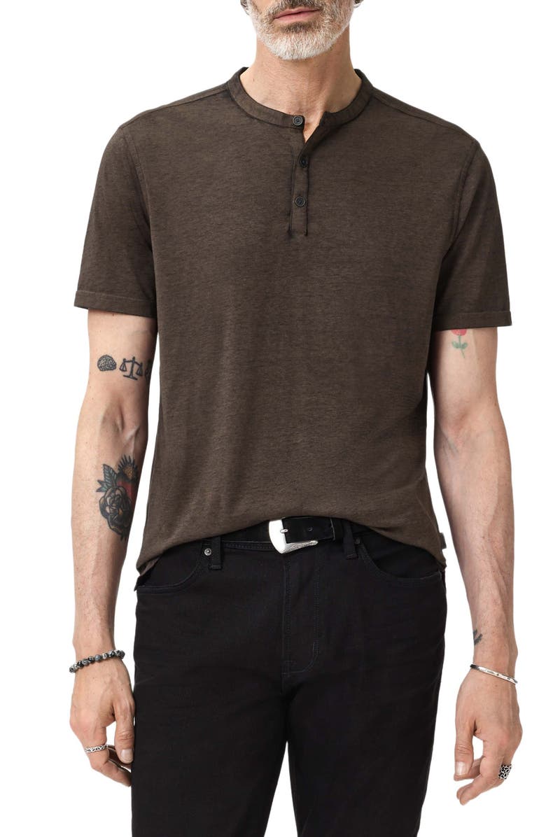 John Varvatos Duke Short Sleeve Henley, Main, color, Teakwood