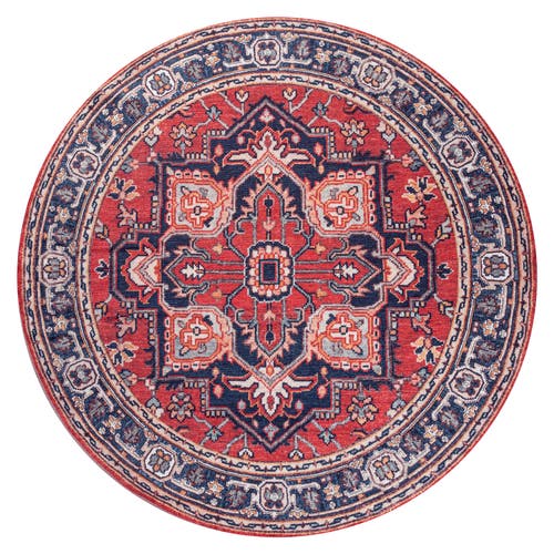 Jonathan Y Cirali Ornate Large Medallion Machine-washable Round Area Rug In Red/navy