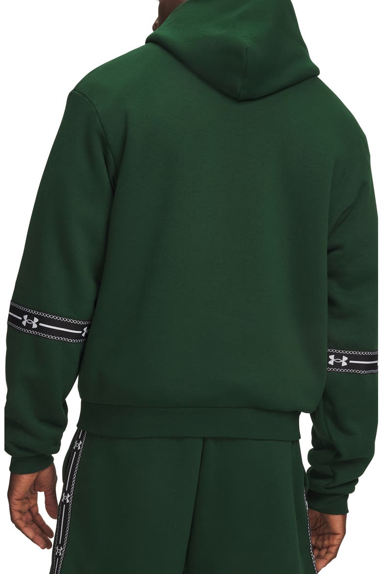 Icon Fleece Taped Hoodie, Alternate, color, FOREST GREEN/ WHITE