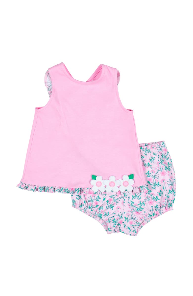Florence Eiseman Ruffle Trim Top with Floral Print Bloomer, Main, color, Pink