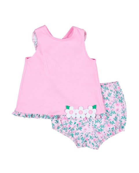 Ruffle Trim Top with Floral Print Bloomer