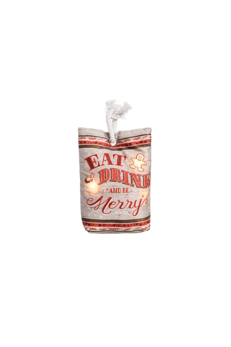 Eat Drink & Be Merry Light-Up LED Doorstop, Main, color, red