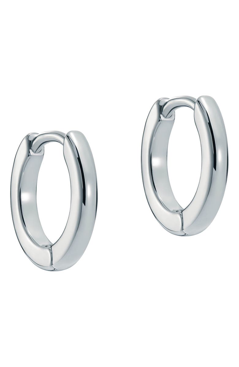 Ted Baker Crislie Logo Hoop Earrings, Alternate, color, Silver Tone