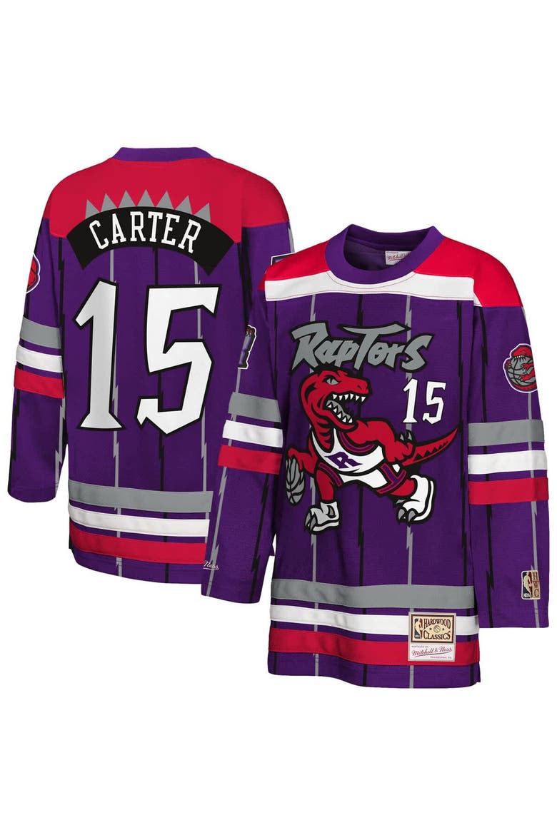 Youth Mitchell & Ness Vince Carter Purple Toronto Raptors Maxxed Out 2.0 Fashion Hockey Jersey, Main, color, Purple