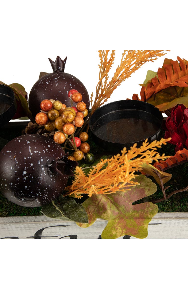 Northlight Autumn Harvest Triple Candle Holder in a Rustic Wooden Box Centerpiece - 24", Alternate, color, Red