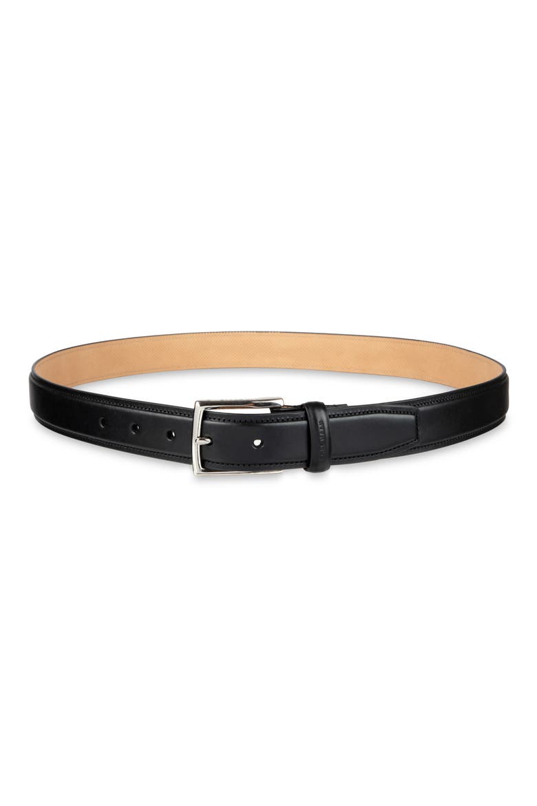Burnished Edge Leather Belt, Main, color, BLACK