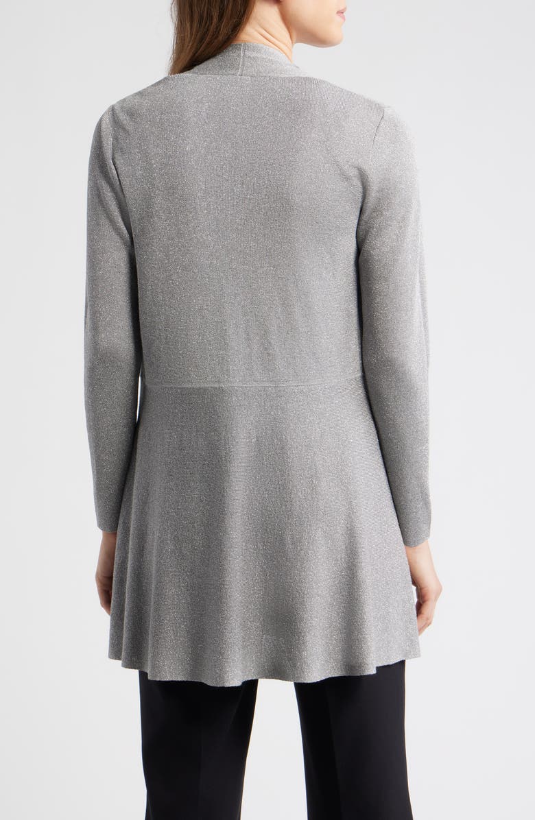 Anne Klein Montery Metallic Open Front Cardigan, Alternate, color, Silver Grey Heather