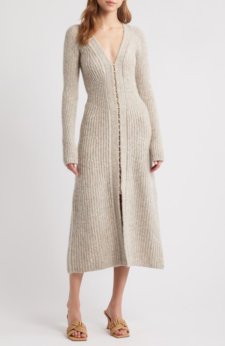 Cult Gaia Bessiana Wool Blend Long Sleeve Sweater Dress, Main, color, 