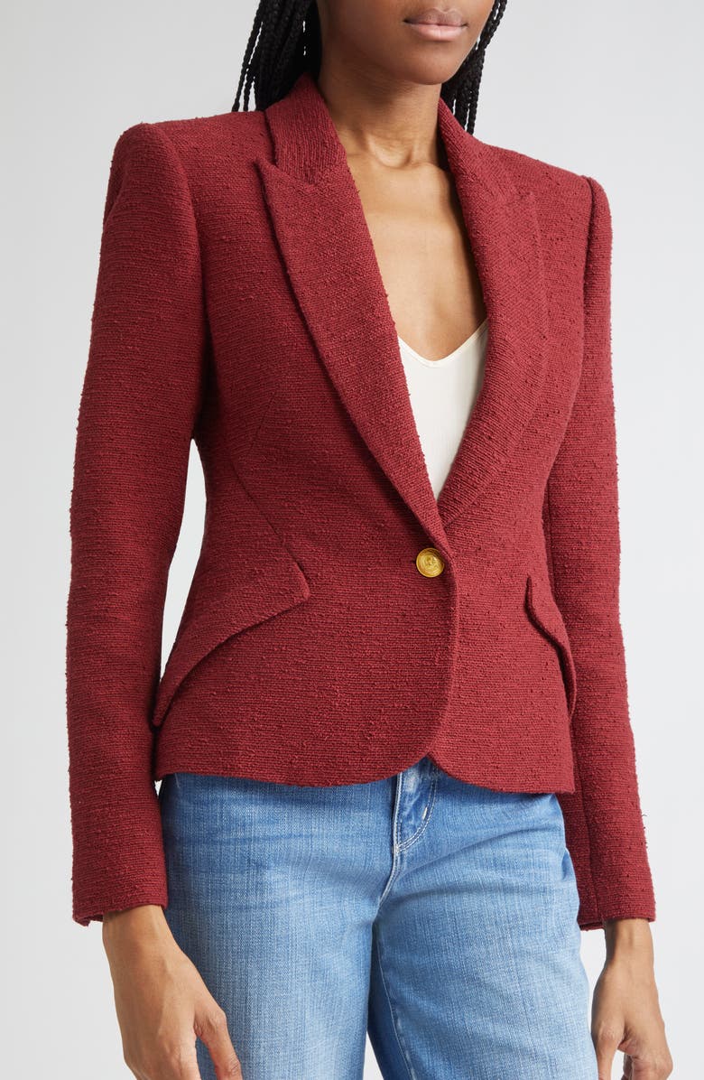 L'AGENCE Jennah Tweed Blazer, Alternate, color, Syrah/ Pink Multi Rococo