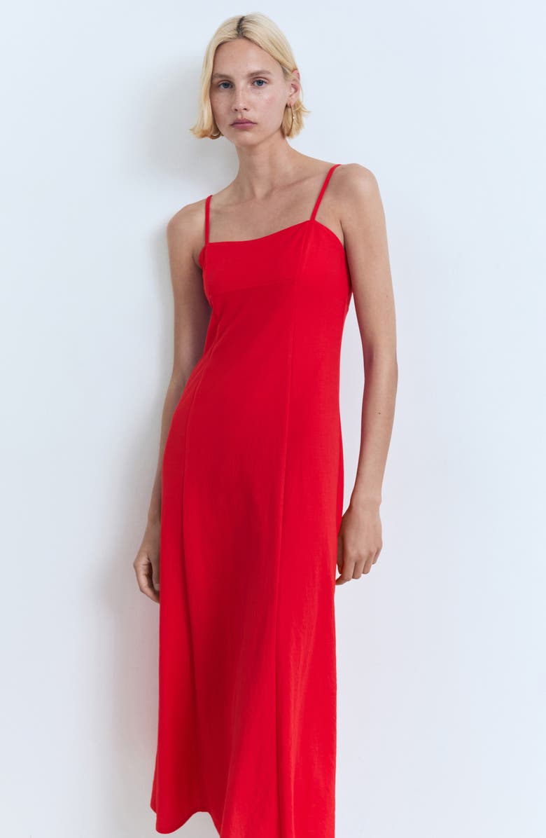 MANGO Bow Back Midi Dress, Alternate, color, Red