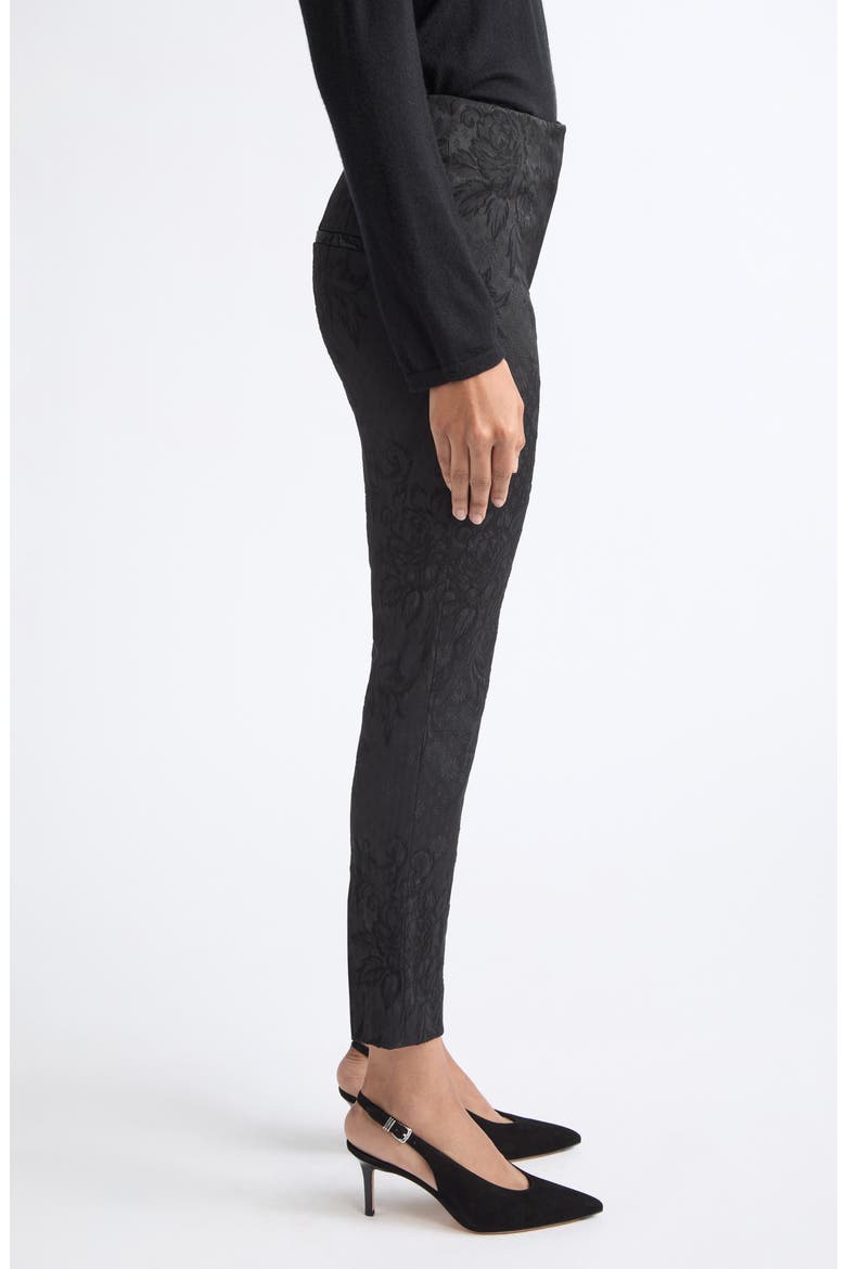 Stila Floral Jacquard Ankle Pants, Alternate, color, BLACK