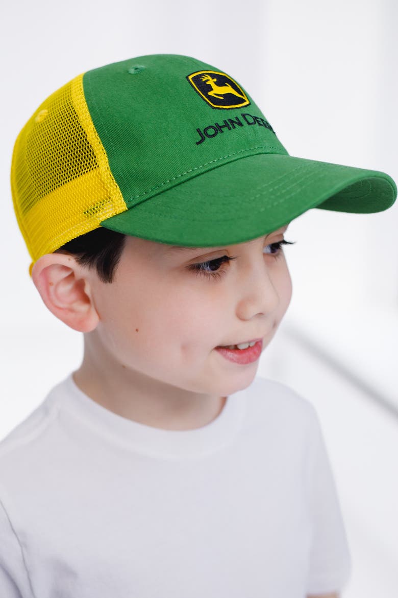 Boys' Snapback Trucker Baseball Cap, Alternate, color, Green Yellow Logo