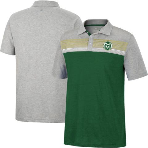 Men's Colosseum Green/Heathered Gray Colorado State Rams Caddie Polo