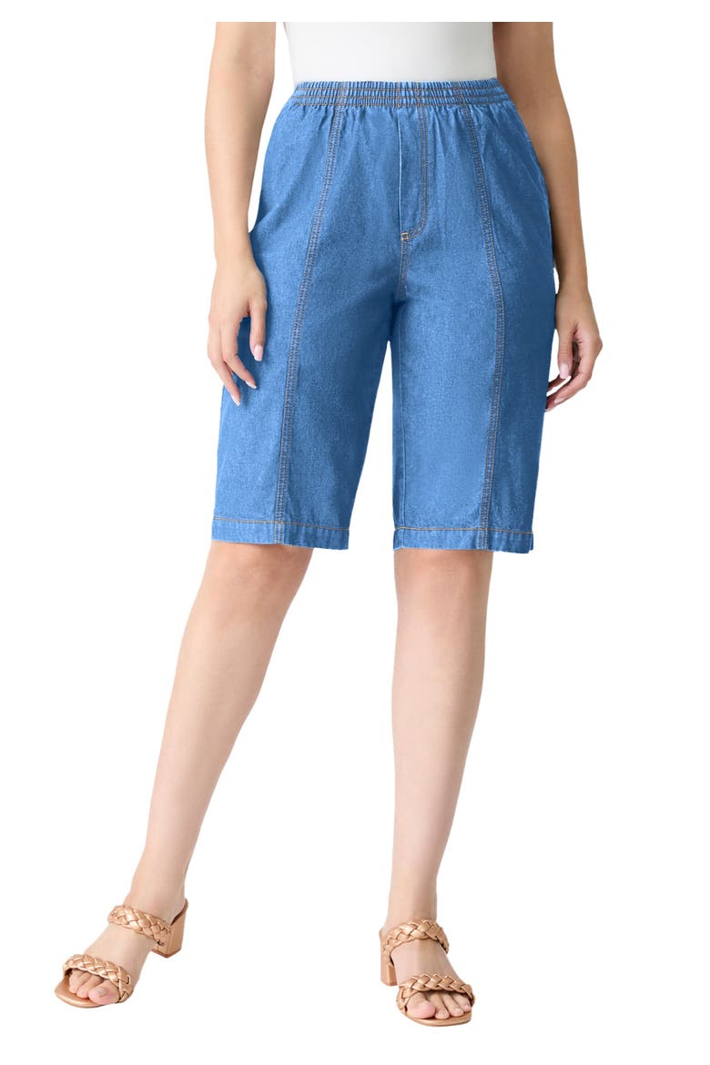 Plus Size Easy Wear Bermuda Short, Main, color, LIGHT STONEWASH