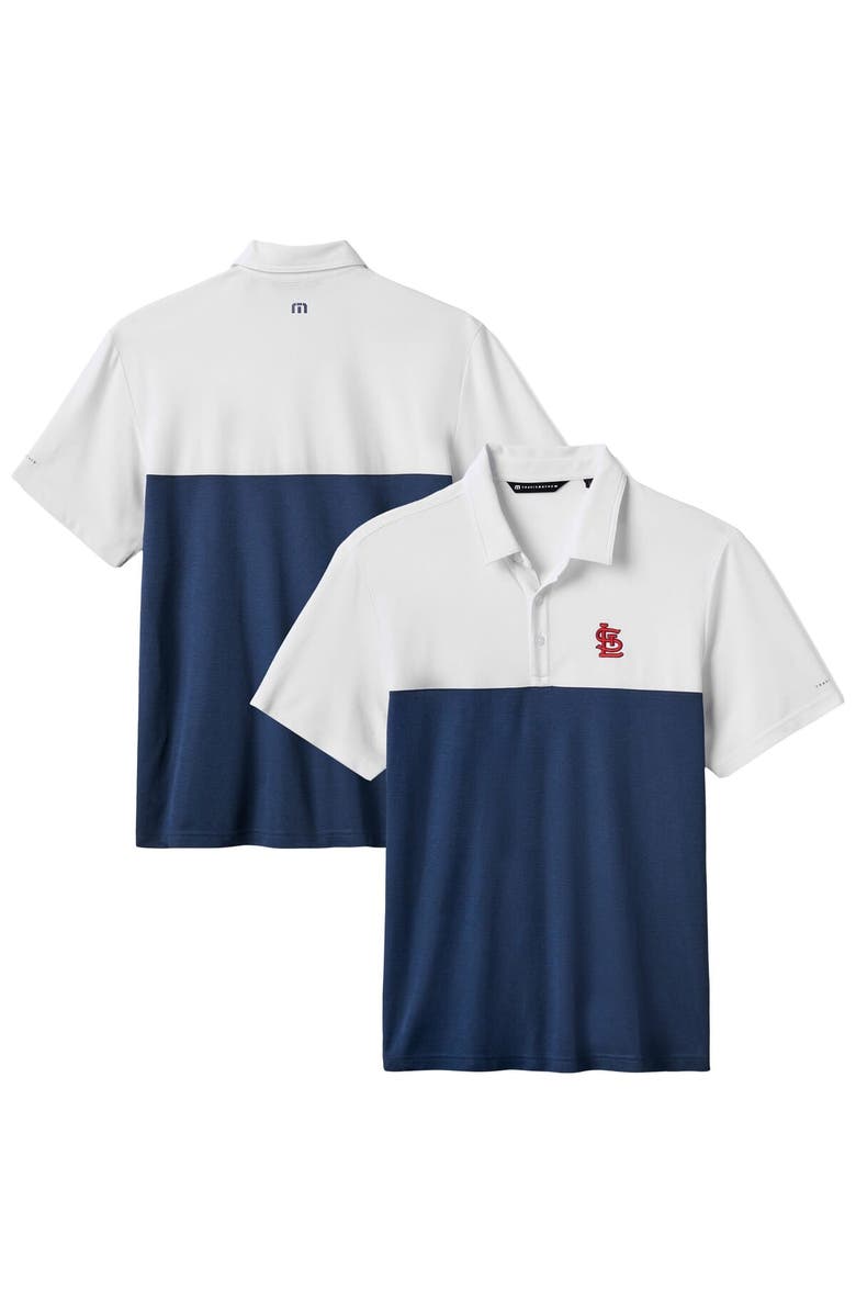 TravisMathew Men's TravisMathew White/Navy St. Louis Cardinals Home Run Leader Tri-Blend Polo, Main, color, White