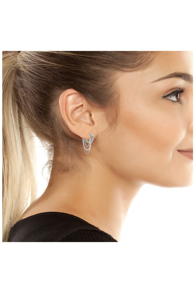 Muiltchain Huggie Hoop Earrings, Alternate, color, RHODIUM
