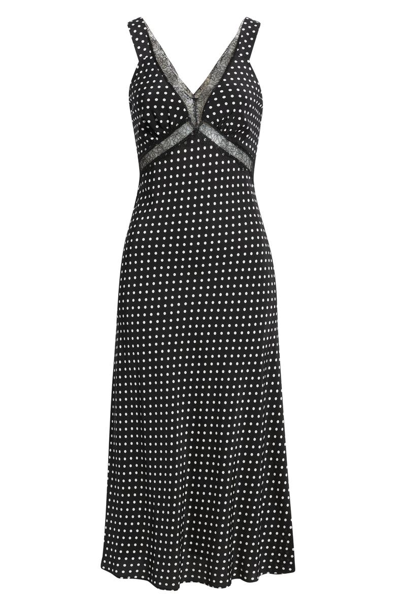 Lucy Paris Kennedy Eyelash Lace Trim Midi Slipdress, Alternate, color, Black White