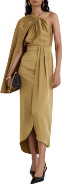 Reiss Clodagh One-Shoulder Cape Midi Dress