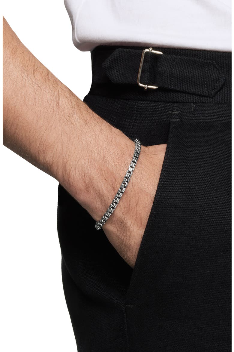 Men's Double Box Chain Bracelet in Sterling Silver, 4mm, Alternate, color, SILVER