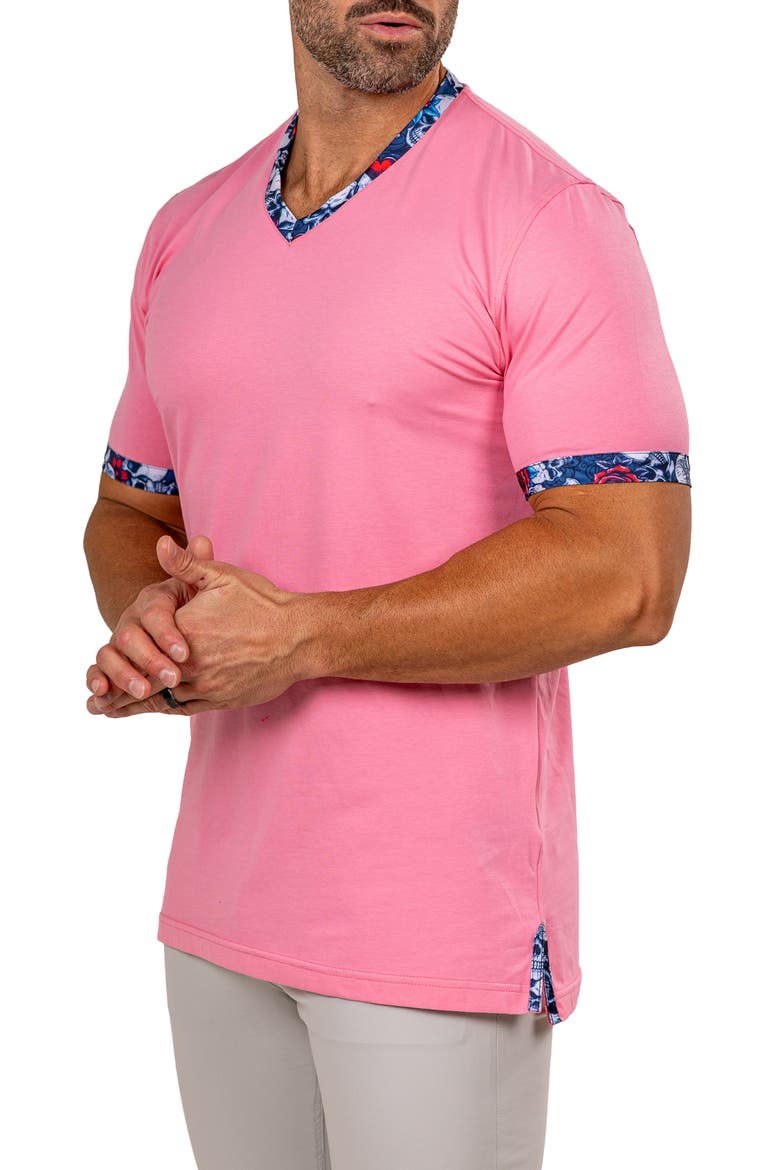 Edison Marthyr1101 Pink Cotton V-Neck T-Shirt, Alternate, color, PINK