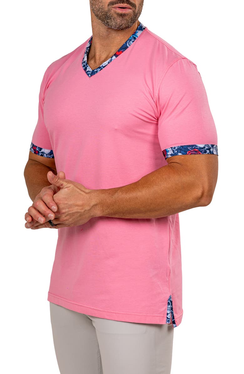 Maceoo Edison Marthyr1101 Pink Cotton V-Neck T-Shirt, Alternate, color, 