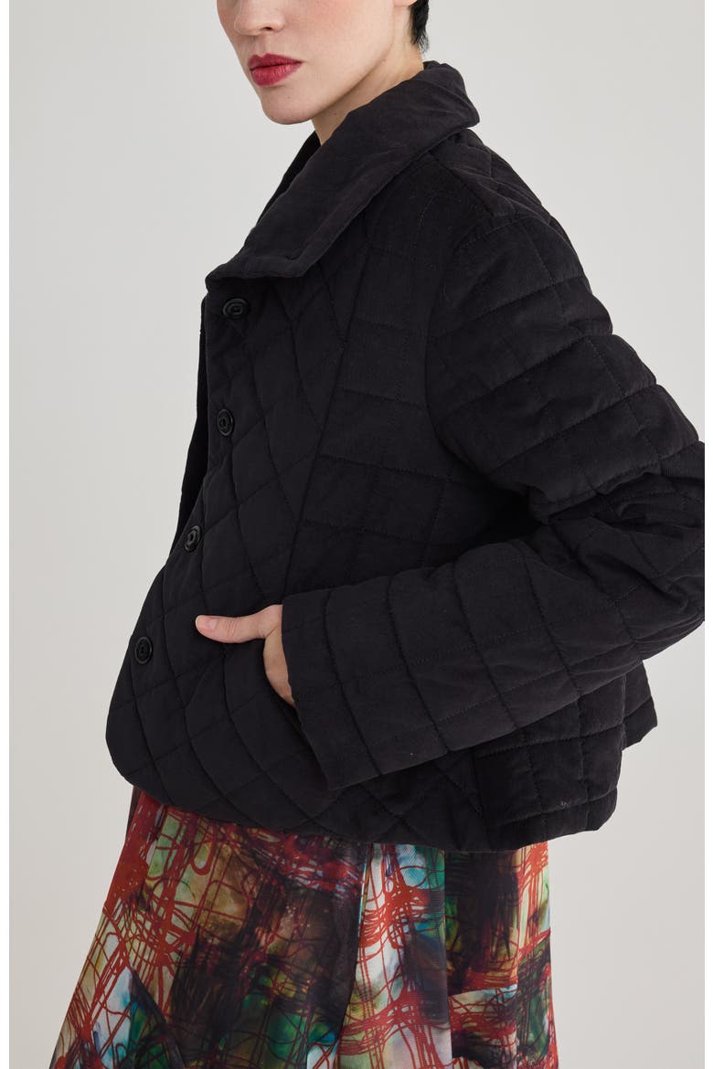 Fleur Quilted Velvet Jacket, Alternate, color, Black