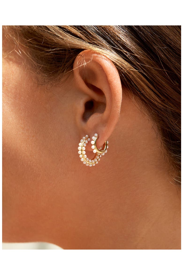 Nina Faux Pearl Hoop Earrings, Alternate, color, PEARL