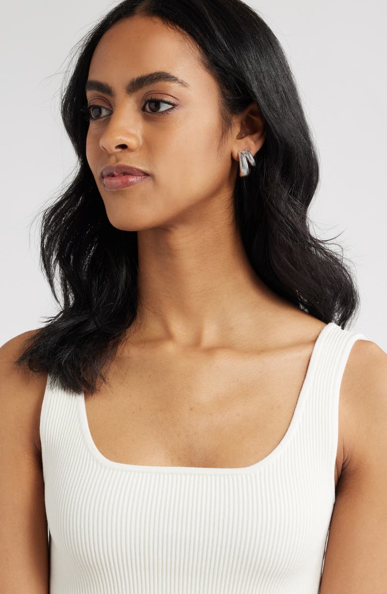 Open Edit Double Curved J-Hoop Earrings, Alternate, color, Silver