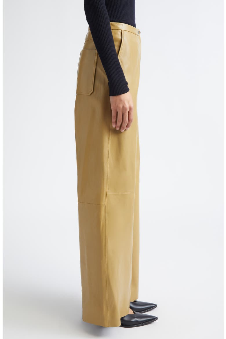 Rowena Wide Leg Leather Trousers, Alternate, color, OLIVE
