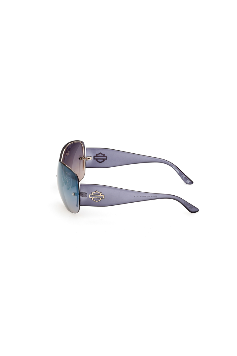 Rimless Shield Metal Sunglasses, Alternate, color, Gold / Gradient Blue