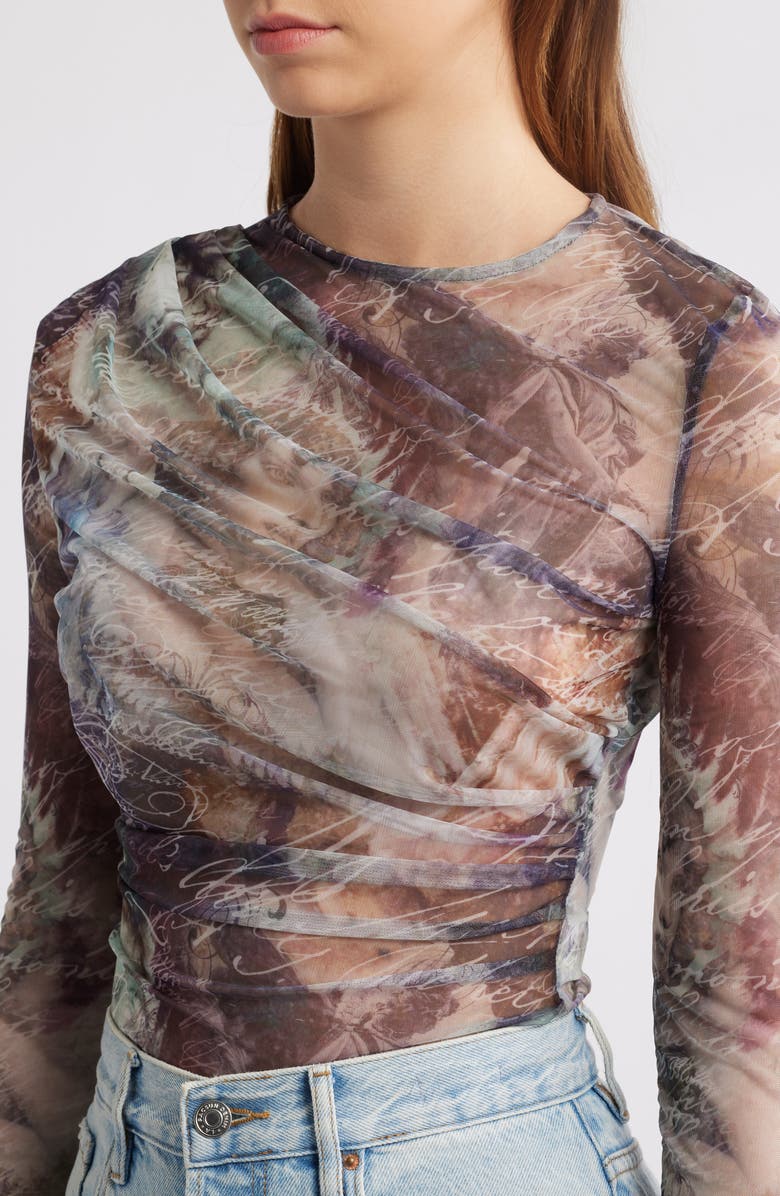 Mistress Rocks Draped Printed Top, Alternate, color, Draped Printed