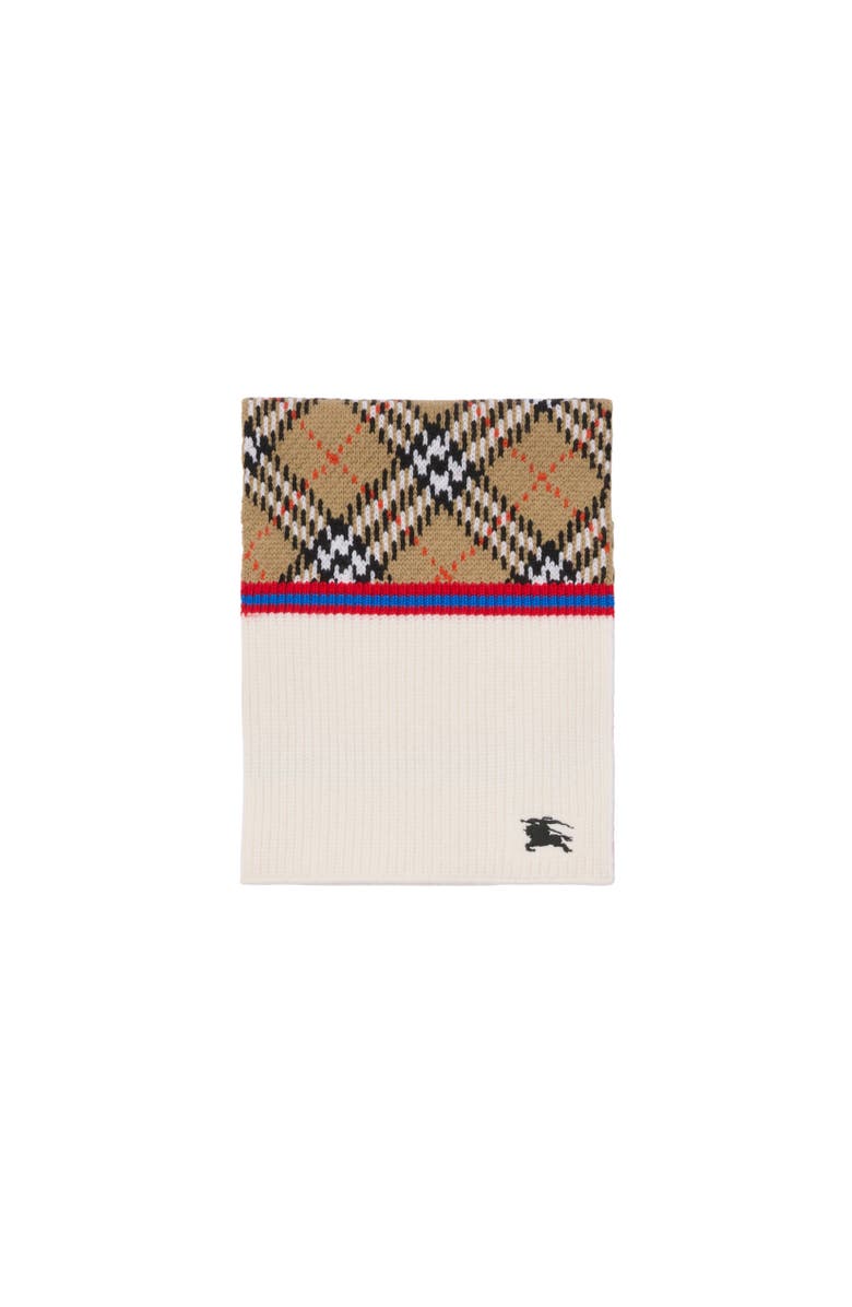 Burberry Check Wool Scarf, Alternate, color, Sand Beige