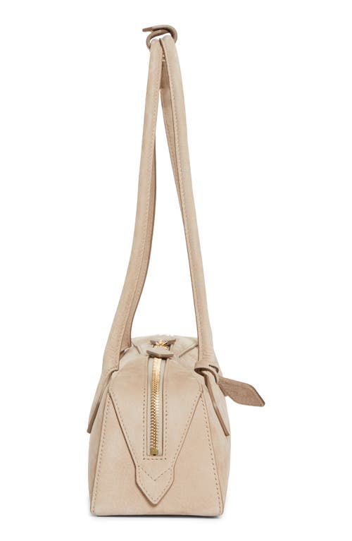 Alaïa Medium Le Teckel Suede East/west Shouder Bag In Sand