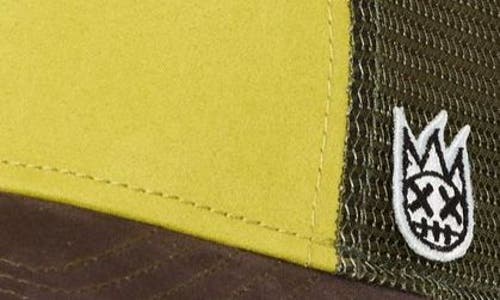Cult Of Individuality Logo Mesh Back Suede Trucker Hat In Yellow