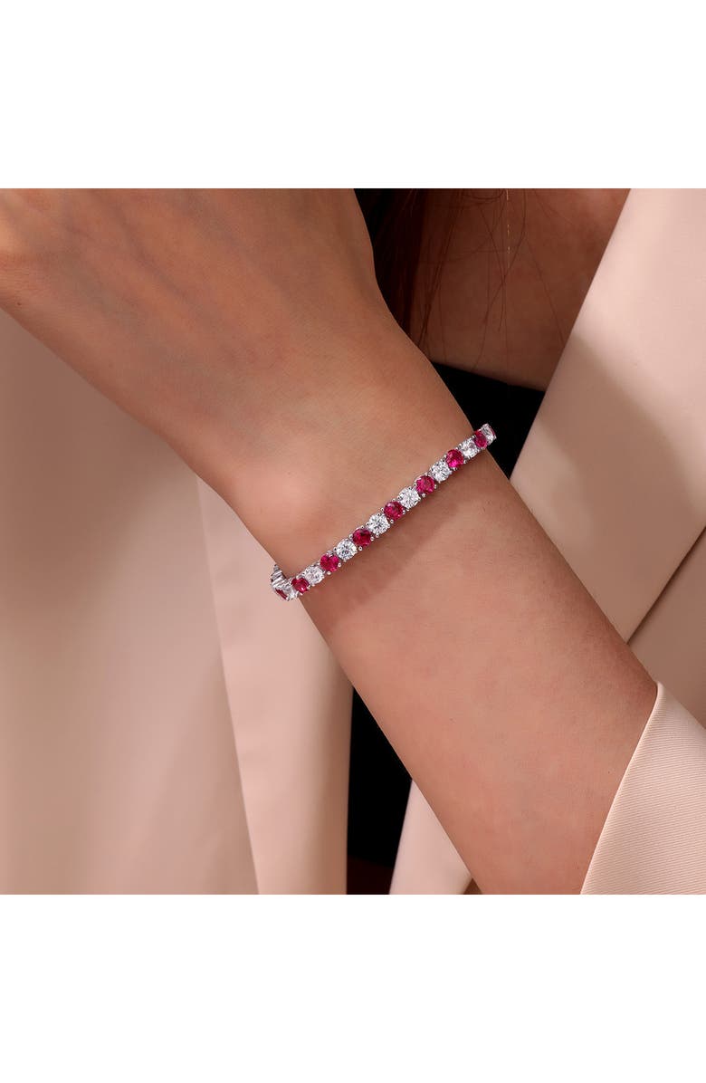 Lafonn Alternating Simulated Diamond Tennis Bracelet, Alternate, color, Red/ Silver