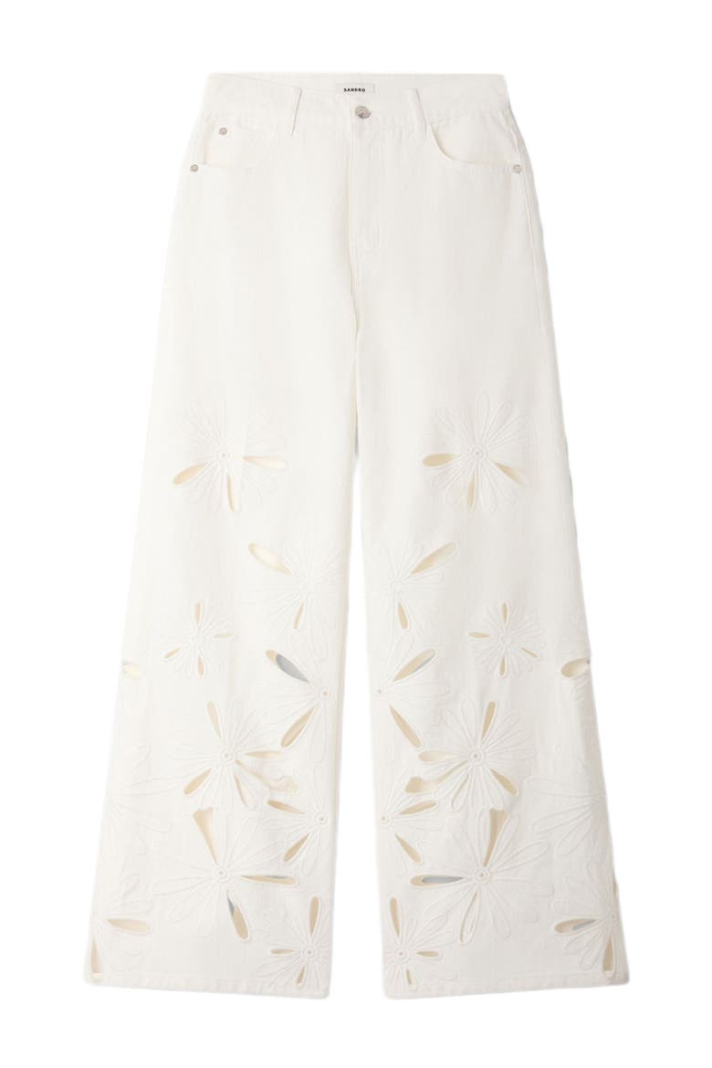 Wide-leg embroidered jeans, Alternate, color, White