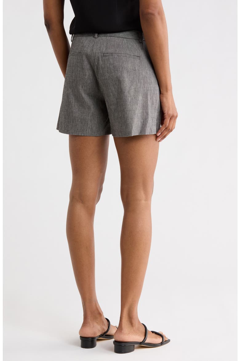 Lynie Mélange Linen Blend Shorts, Alternate, color, BLACK MELANGE