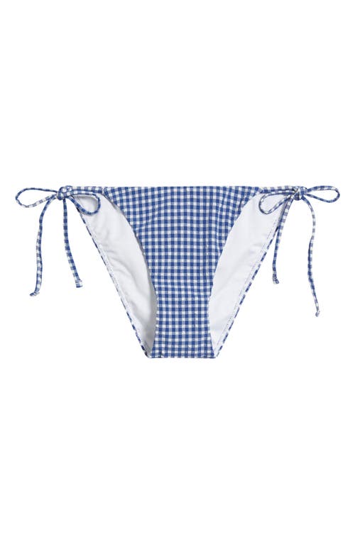 Bp. Gingham Seersucker Bikini Bottoms In White- Moondance Gingham