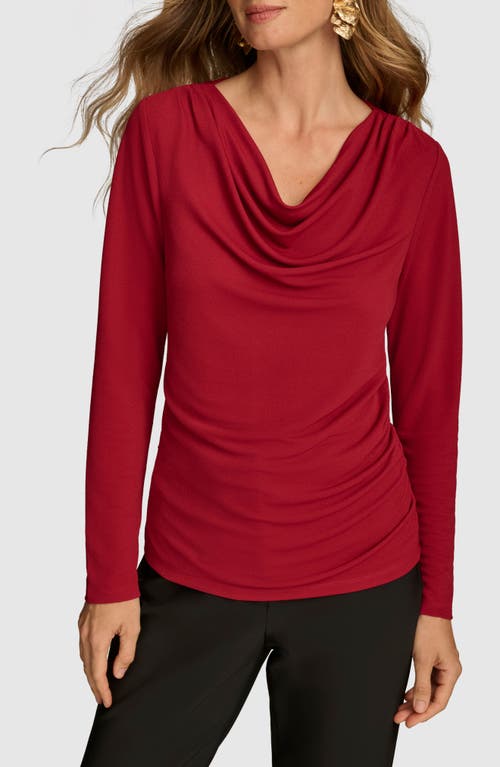 DONNA KARAN Cowl Neck Top in Metropolitan Red 