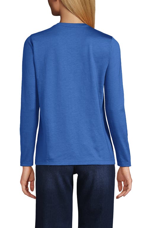 Lands' End Relaxed Supima Cotton Long Sleeve Crew Neck T-shirt In Blue
