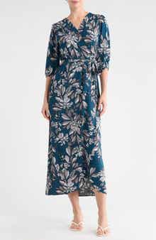 Connected Apparel Floral Wrap Maxi Dress