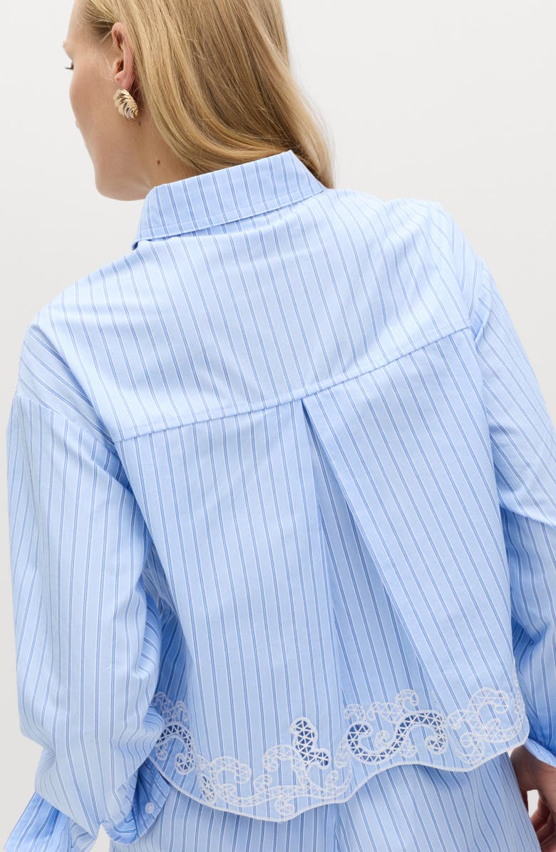 M&S Stripe Embroidered Button-Up Shirt, Alternate, color, Blue/ Multi